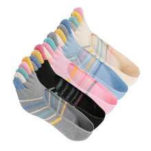 5 paar damen strumpfsocken mit streifenmuster, zehensocken