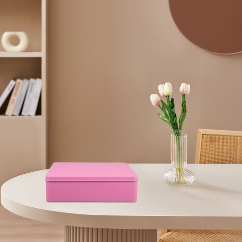 Große Weißblechdose Mit Deckel Für , Snacks, Geschenke, Rosa 2