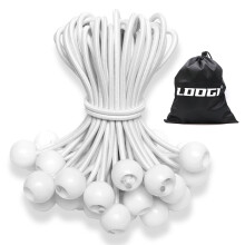LOOGI Cordes lastiques billes Cordons d'arrimage Corde lastique Corde rsistante aux UV pour auvent Bche Camping (25 Blanc 6 pouces)