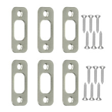 Rund hrn Deadbolt Strike Plate 1"""" x 2-1/4"""" med 12 skruvar 1-3/8"""" (satngborstad nickel) - 6 st.