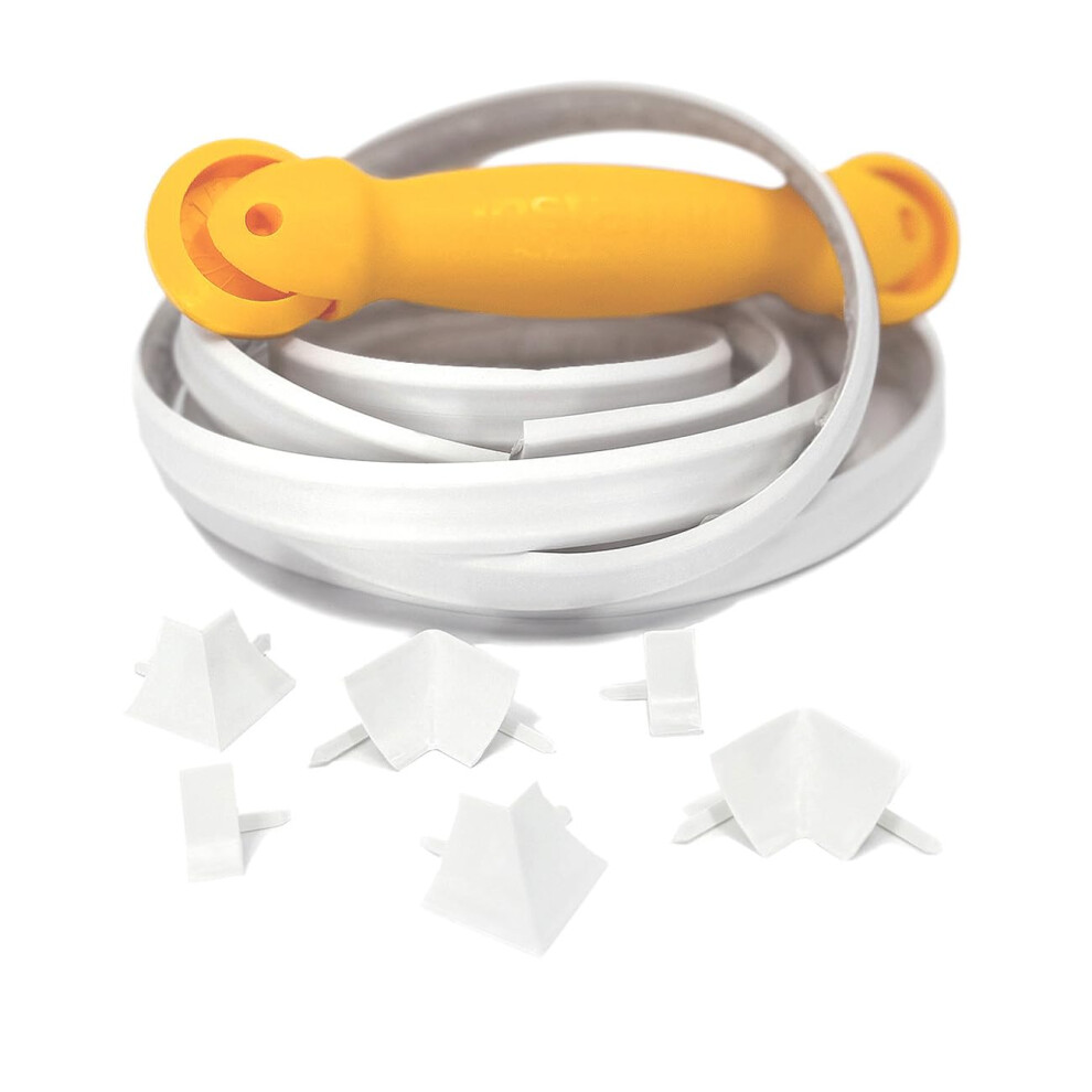 Instatrim Flexible Self-Adhesive Trim Bundle With Applicator - Caulking Kit With 10Ft White 3/4"""" Wide Caulk Strip 6 Corner Pieces & Applicator Too 852849008385