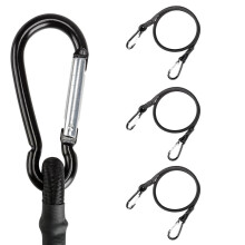 Lanlord Latex Black Heavy Duty Outdoor Multifunkcn Bungee kabely s karabinami 20InchBC4Pcs