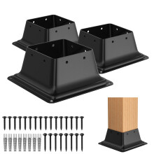 FMhotu 4x4 stolpebase 3 stk. Intern 3,6""""x3,6"""" Heavy Duty pulverlakeret st?lstolpebeslag Passer til standard tr?stolpeankerd?kselstolpebase til