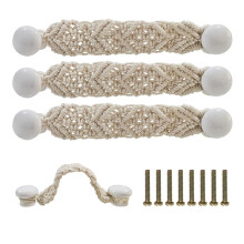 RFORPLY Maniglie in legno in corda intrecciata stile boh?mien Confezione da 4 maniglie per armadietti, cassetti, armadi, porte in legno Maniglie