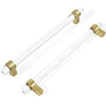 BonKuDoo Gouden Kristallen Glazen Lade Trekt Helder 7-1/2 Inch Messing Kast Trekt Ladegrepen (192mm 5 Pack)