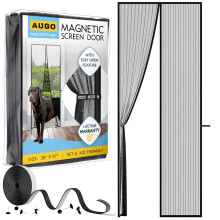 AUGO Magnetic Screen Door - Self Sealing Heavy Duty Hands Free Mesh Partition Keeps Bugs Out - Pet and Kid Friendly - Patent Pending Keep Open Featu