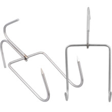 2 rvs pluimveehaken, metalen vleeshaken, slagershaken, dubbele haken