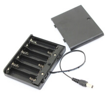 6 X AA 2A Batteriehalter Mit Drahtleitungen /Aus