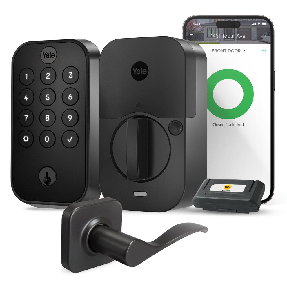 Yale Security Assure Lock 2 Keypad With Wi-Fi And Norwood Lever In Suede Black