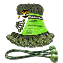 Wellmax Lot de 100 cordons lastiques robustes boule de 5 mm pour auvent, couleur camouflage vert, 15,2 cm