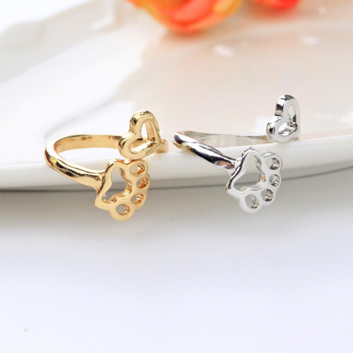 1 Paar Ring Offene Manschette Einfach Hundepfote 2