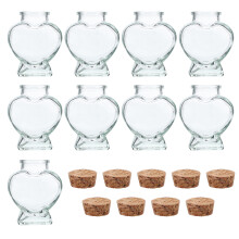 9-teiliges herzförmiges Glaswunschflaschen-set 50 ml mit Stopfen