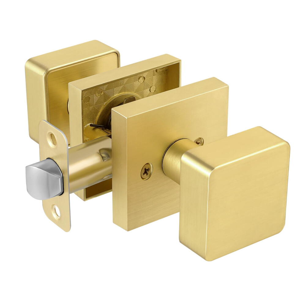 Naubea Black Door Knob Passage Door Knobs For Closet Hallway Square Modern Matte Black Interior Door Handle Heavy Duty Design 658359053538