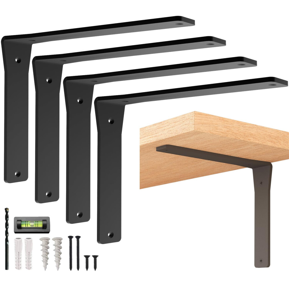 4 Pack Heavy Duty Shelf Brackets 8 Inch By Balin Designs - Decorative L Bracket For Shelves Metal Shelf Support Bracket Wall Mounted Countertop Iro 5065017190330