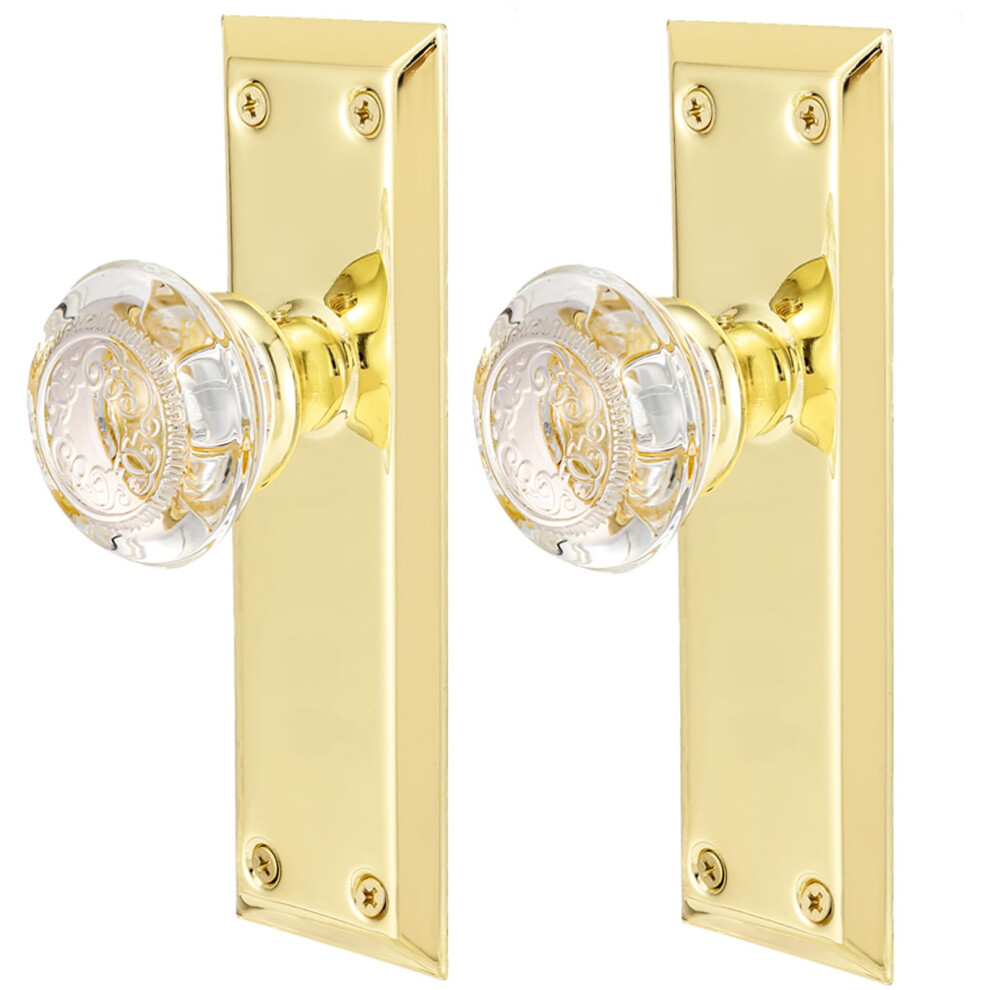 Toptotoo Glass Crystal Dummy Door Knobs Interior Single-Side Dummy Door Knobs Replacement Inactive Door Knobs For Bifold And Closet Door Polished 658359054351