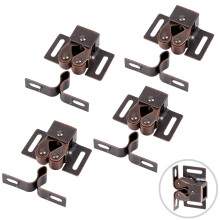 Paquete de 4 pestillos de gabinete con doble rodillo para armario, pestillos y pestillos para puerta de armario, bronce