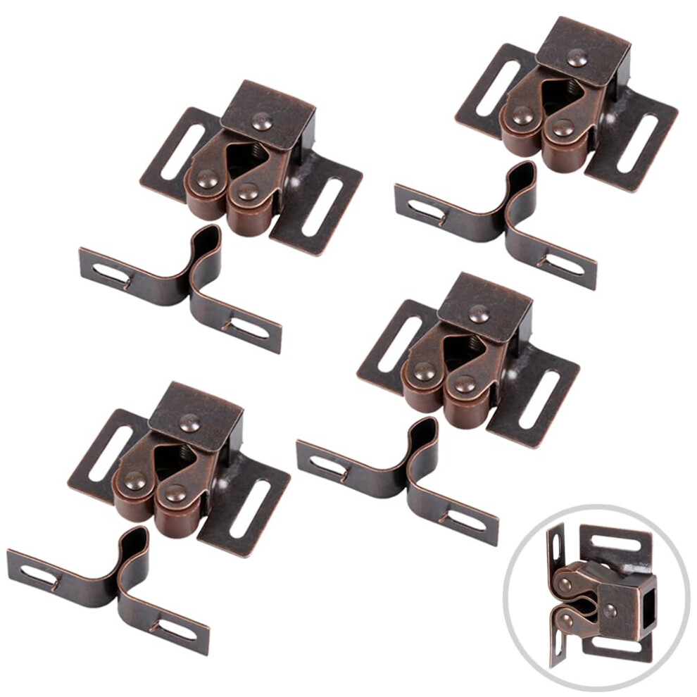 4 Pack Cabinet Latch Double Roller Catch For Cupboard Closet Cabinet Door Latches And Catches Bronze 731173201948