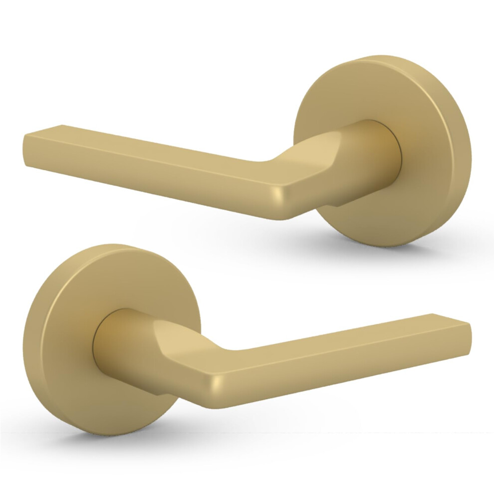 Mega Handles Ralph Dummy Door Handles - 2 Pack Heavy Duty Gold Door Handle Non-Turning Door Handle For Hallway Closet & French Doors Single Side 766679723670