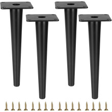 Smaxcn 4pcs 9 7/8 inch (25cm) Matte Black Metal Furniture Legs Straight Metal Cabinet Legs with Level Feet