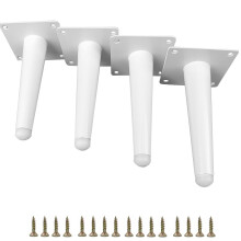 Smaxcn 4pcs 4 3/4 inch (12cm) White Metal Furniture Legs Straight Metal Cabinet Legs with Level Feet