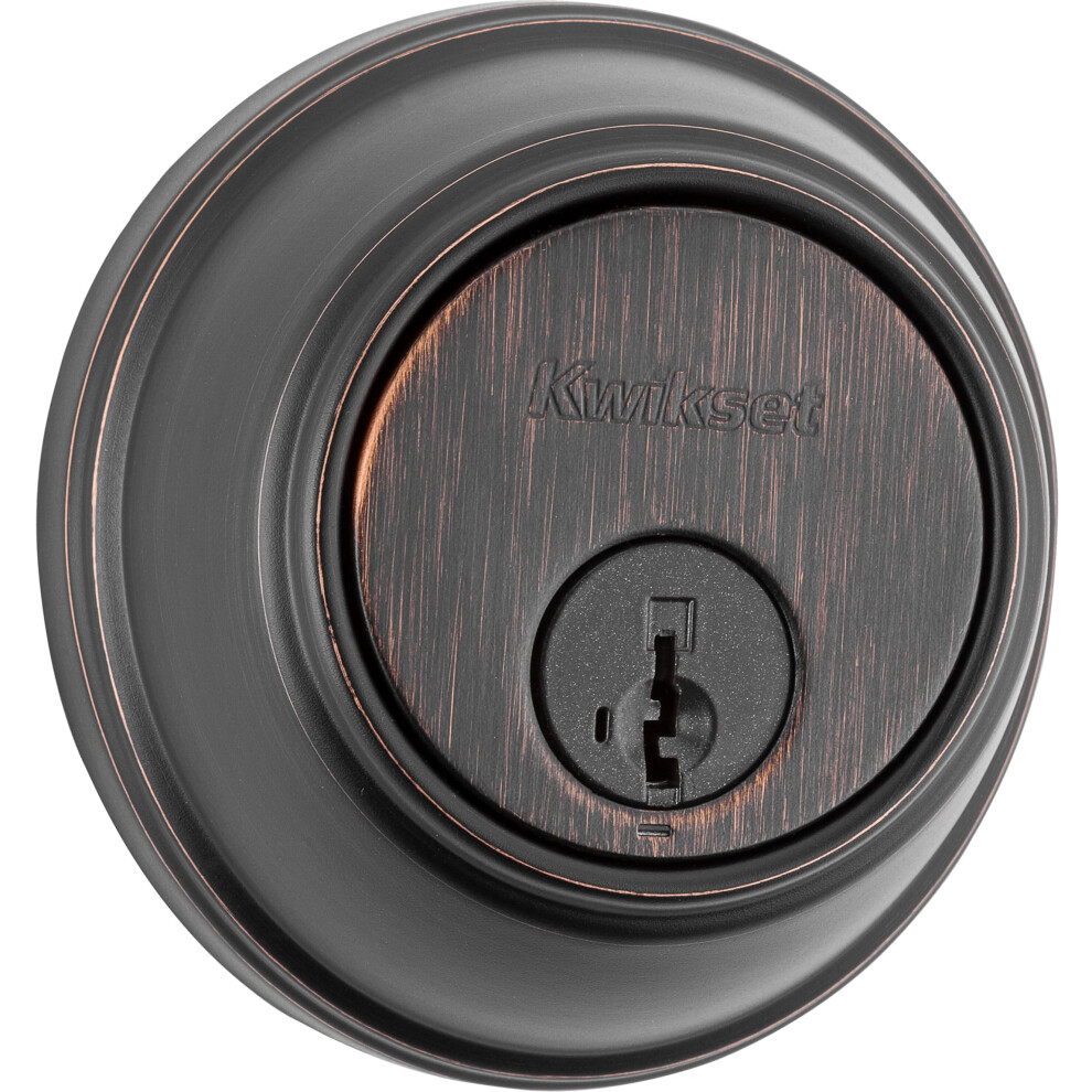 Kwikset 817 Deadbolt Lock Venetian Bronze Round Exterior Keyed Front Entry Door Pick Resistant Smartkey Rekey Security Single Cylinder Dead Bolt 883351925693