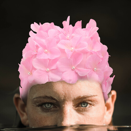 3d Badekappe Mit Blumenblättern, , Für Erwachsene, Rosa 2