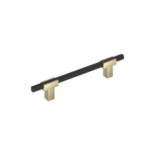 Amerock Urbanite 5-1/16 inch (128mm) Center-to-Center Golden Champagne/Matte Black Cabinet Pull BP778128BBZMB