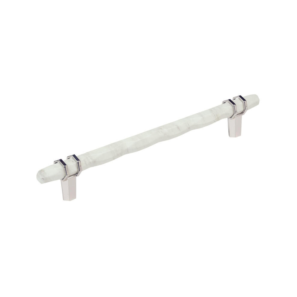 Photos - Other for Repair Amerock Carrione 8 inch  Center-to-Center Marble White/Polished Nickel Cabinet Pull BP36663MWPN(203mm)