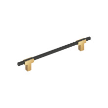 Amerock Urbanite 7-9/16 palcu (192 mm) Center-to-Center Champagne Bronz/Matte Black Cabinet Pull BP778192CZMB