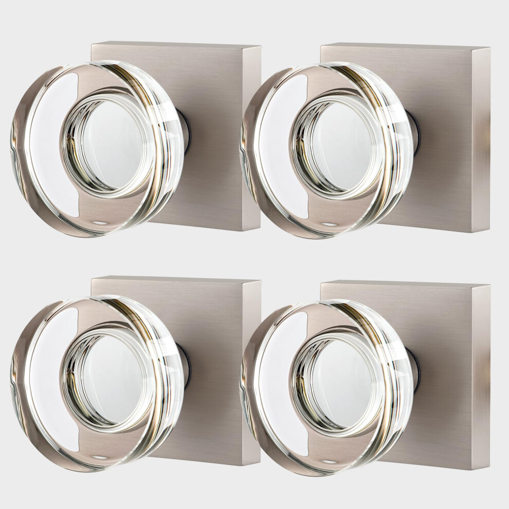 Newliplace 4 Pack Crystal Glass Dummy Door Knob Brushed Nickel Dummy Door Handles Interior For Closet And Bifold Doors 639395276440