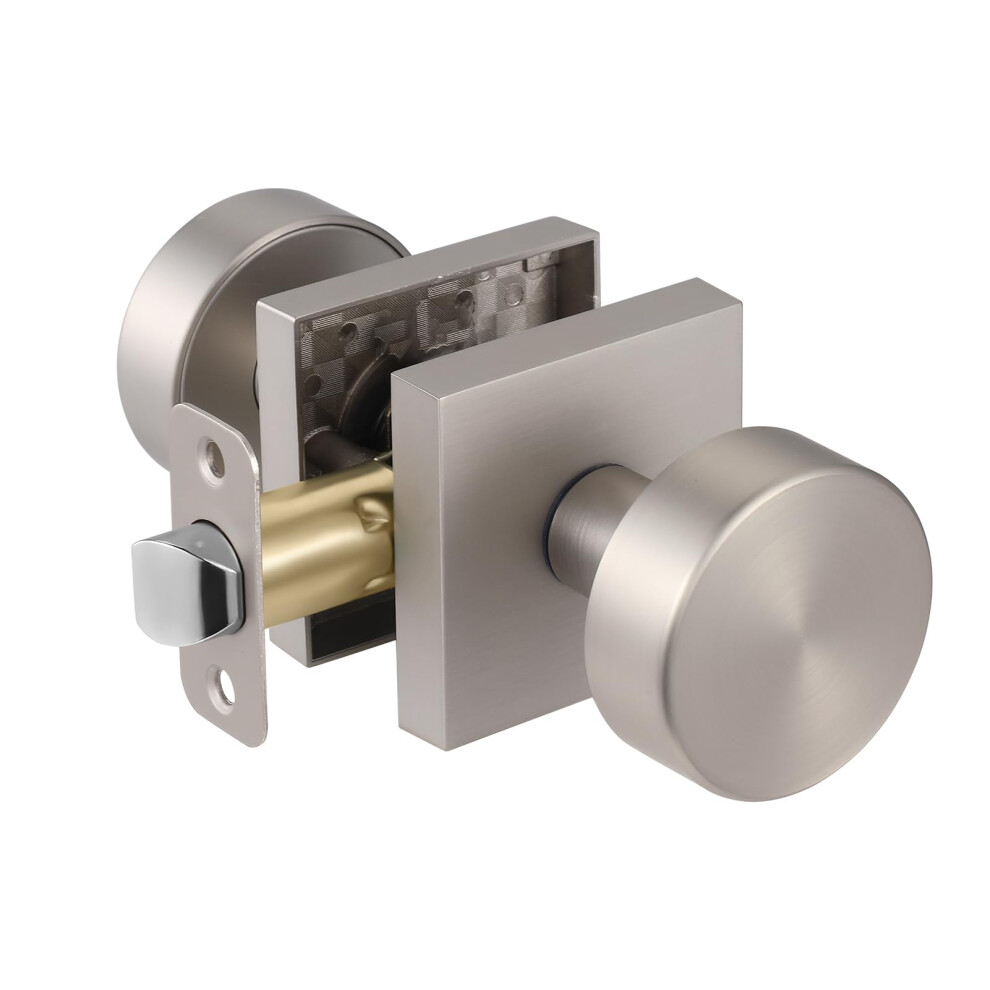 Newliplace Passage Door Knobs Interior Brushed Nickel Door Knob For Closet Doors And Hallway Modern Interior Round Door Handles Satin Nickel 639395276174