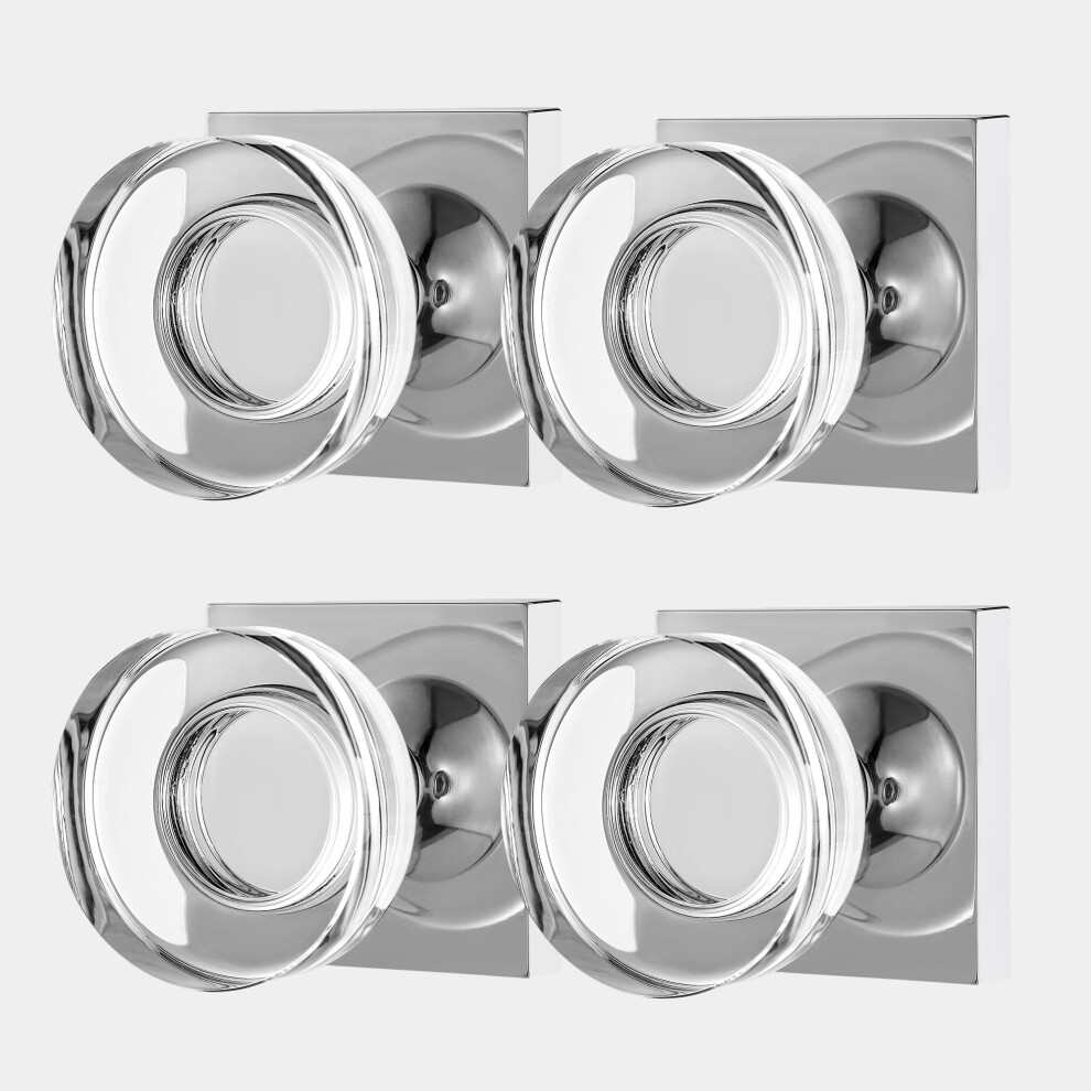 Newliplace 4 Pack Crystal Glass Dummy Door Knobs Interior Polished Chrome Dummy Door Handles Interior For Closet Doors Non-Turn Single Sided Dummy 639395276495