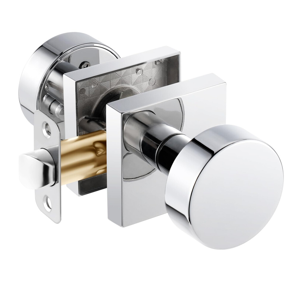 Newliplace Polished Chrome Closet Door Knob Modern Round Passage Door Handle For Hallway 639395276228