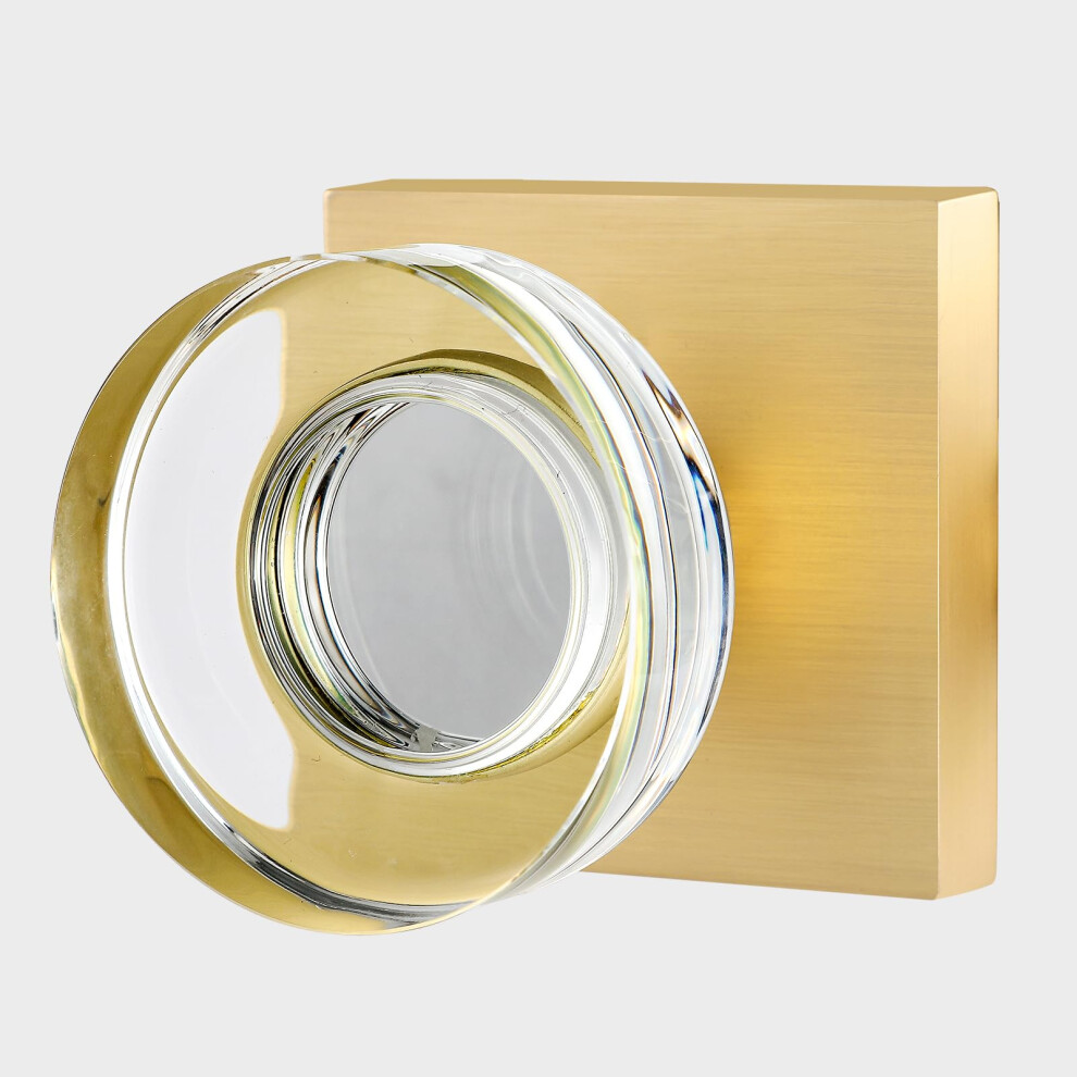 Newliplace Passage Crystal Door Knobs Interior Glass Door Knob For Closet And Hallway Brushed Gold Square Door Knobs Modern Satin Brass Door Handle 639395276327