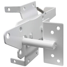 Jake Sales - Loquet de portail en acier inoxydable blanc (pour cltures en vinyle, bois, PVC, etc.) Loquet de portail de clture avec matriel de