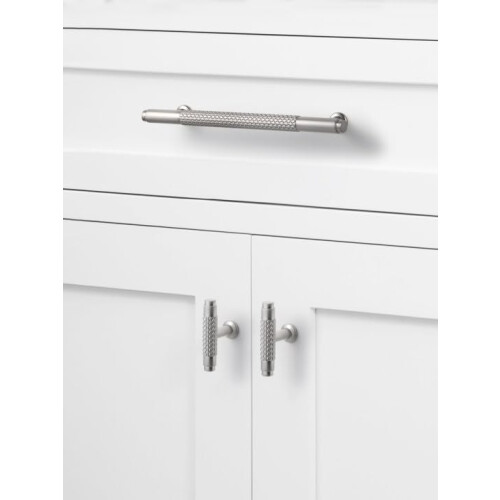 SORWDUERM 5 Pack Brushed Nickel Knurled Cabinet Knobs 2 inch(50mm) Length Single Hole Cabinet Knobs Pull Knobs for Cupboard and Closet 2