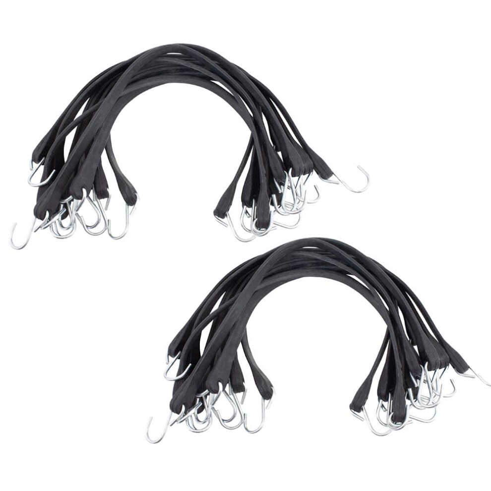 Mytee Products 100 Pack 15"""" Natural Rubber Tarp Bungee Straps Tie Down Cords S Hooks Heavy Duty Ideal For Securing Tarps 840223689619