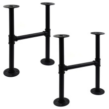Itvexeme Lot de 2 pieds de table industriels en tube de 40,6 cm avec base en fer pour tables basses, bureaux, tables de nuit, tuyaux bruts vintag