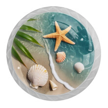 NEWzone 4 csomag fikgombok Beach Starfishes Seashells Szekrnygombok Kristlyveg gombok Hz fogantyk Konyhaszekrnyhez Hardver Szekrny Ajt Ruh