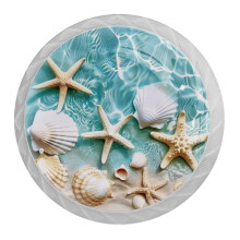 NEWzone 4 csomag fikgombok Beach Starfishes Shell szekrnygombok kristlyveg gombok hzk fogantyk konyhai szekrnyhez Hardver Szekrny Ajt Ruhs