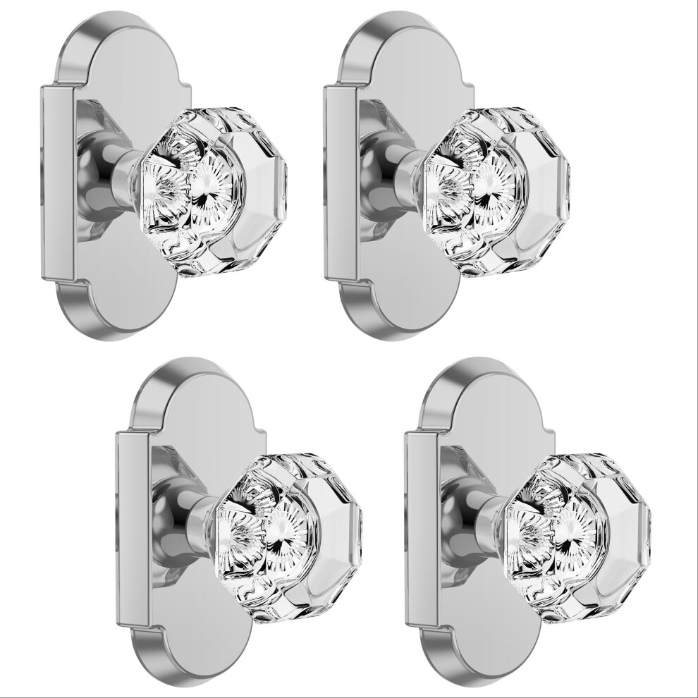Bonkudoo 4 Pack Glass Dummy Door Knobs Polished Chrome Crystal Dummy Door Knob Interior No-Turning Decorative 639395278222