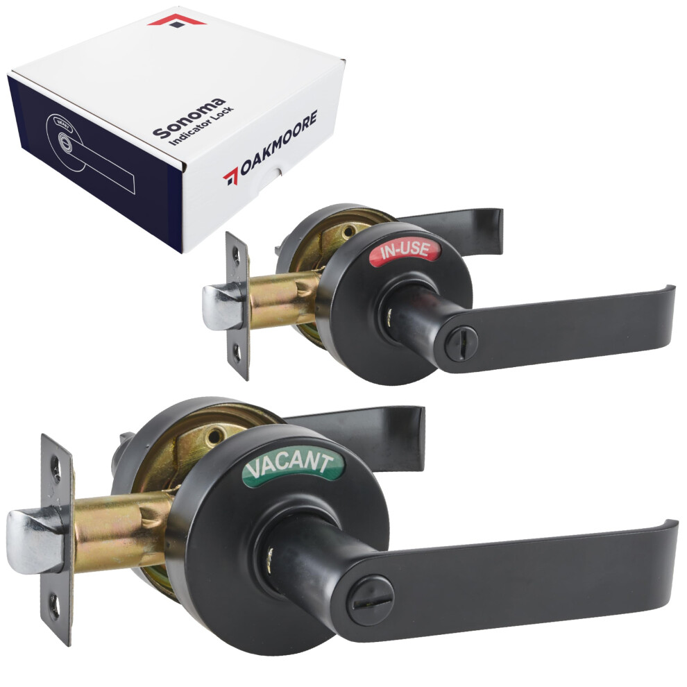 Commercial Door Handle Lock Bathroom Locks For Home Doors Vacant Occupied Bathroom Restroom Door Handles Privacy Lock Occupied Door Handle (Black 634855943979