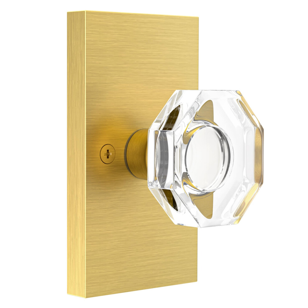 Shiny Handles Crystal Door Knobs For Interior Doors Octagon Glass Passage Door Knobs Satin Brass Door Knob For Hall And Closet 639395278901