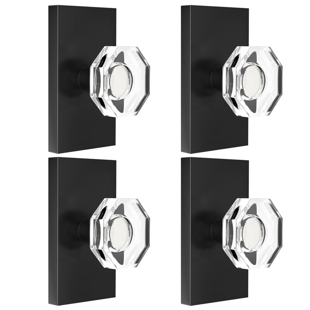 Shiny Handles 4 Pack Black Crystal Half Dummy Door Knob Inactive Glass Door Knobs For Hall And Closet Non-Locking 639395278970