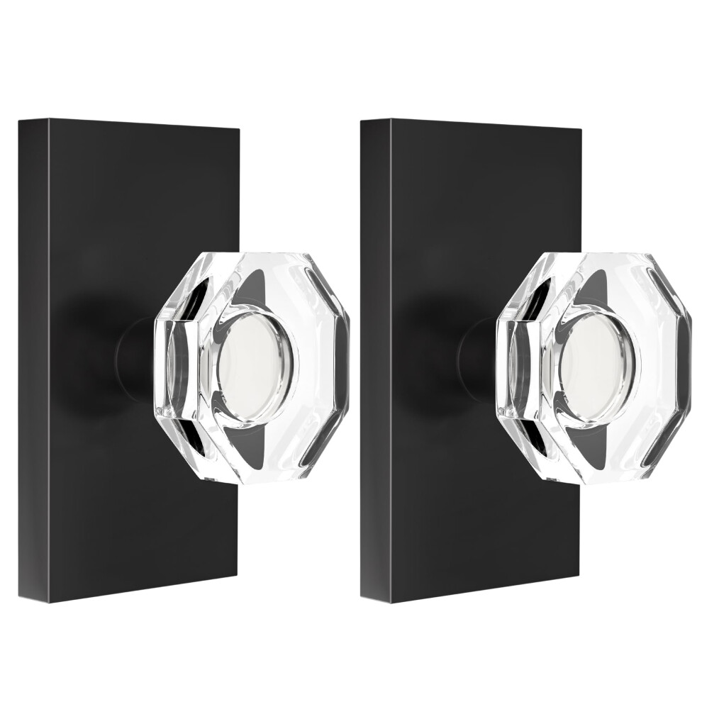 Shiny Handles 2 Pack Glass Dummy Door Knobs Octagon Crystal Door Knob Single Sided Dummy Door Knobs Matte Black 639395278963