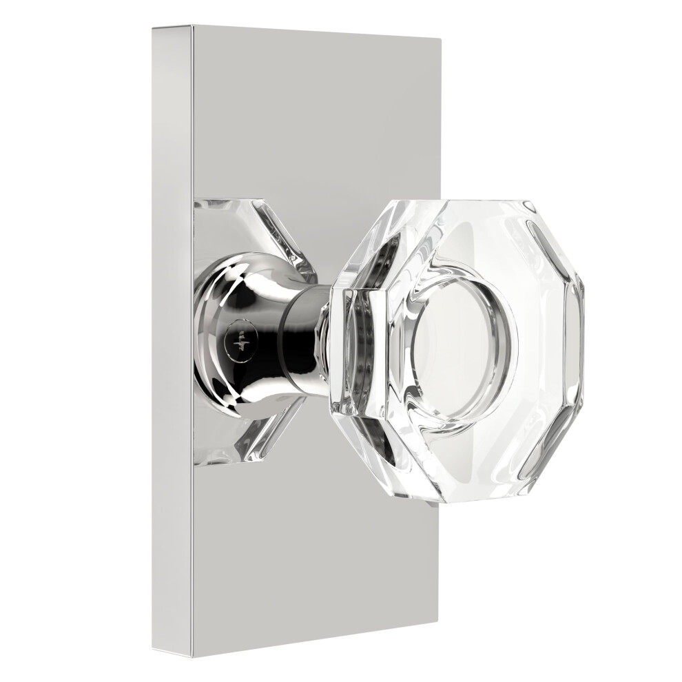 Shiny Handles Crystal Door Knobs For Interior Doors Glass Passage Knobs For Hall And Closet Polishe Chrome Finished Zinc Alloy Modern Octagonal 639395279007