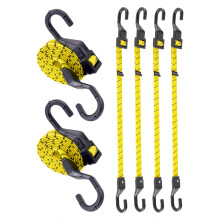 6 ks 18palcovch plochch nastavitelnch bungee kabelu s hcky 3x rychlej nastaven dlky Lucky popruhy Cern/lut Heavy Duty Bungee popruhy pro n