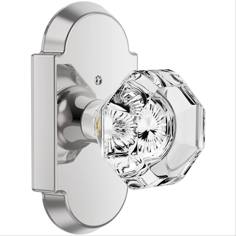 Bonkudoo Crystal Door Knobs With Lock For Bed/Bath Interior Privacy Door Handle Octagonal Glass Door Knobs Polished Chrome 639395278192