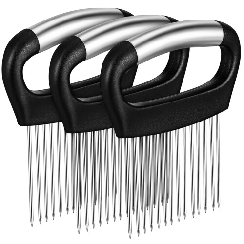 3-teiliger Zwiebelhalter mit Gemüse- und Fleischhacker, Würfelschneider