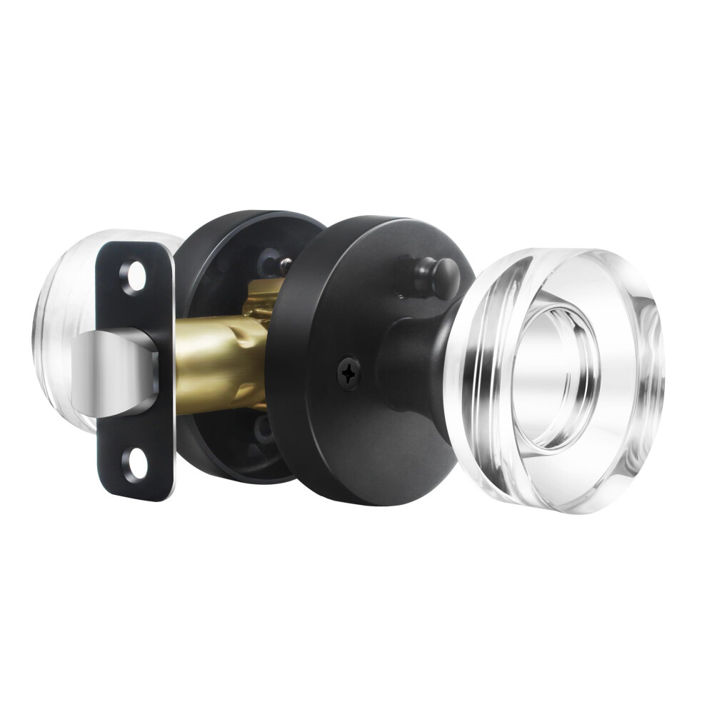 Naubea Matte Black Door Knob Privacy Door Knobs Glass Door Knobs Interior Vintage Round Crystal Door Knob For Bedroom Bathroom 635408118936